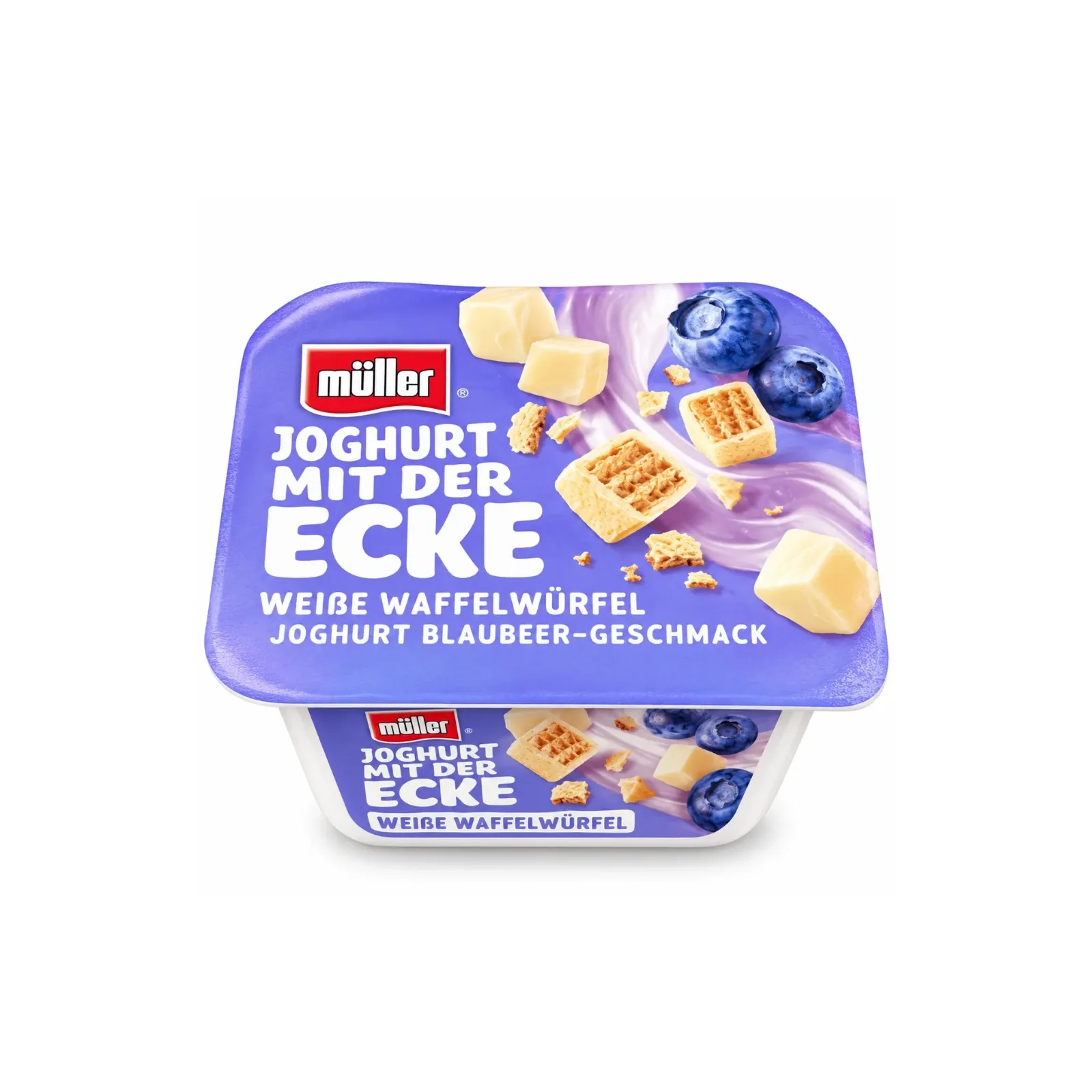 Cubos de waffle de chocolate branco com iogurte Müller 150g