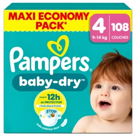 Sofás Baby-Dry PAMPERS taille 4 (9-14kg) 108 sofás