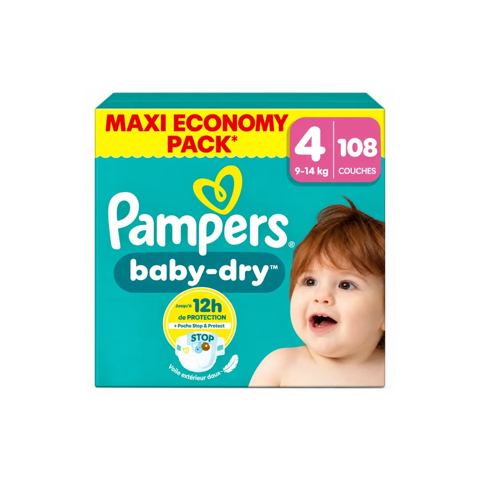 PAMPERS Baby-Dry Liegen, Größe 4 (9–14 kg), 108 Liegen