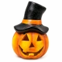 Decorative Halloween pumpkin with witch hat and candle holder 14x8cm