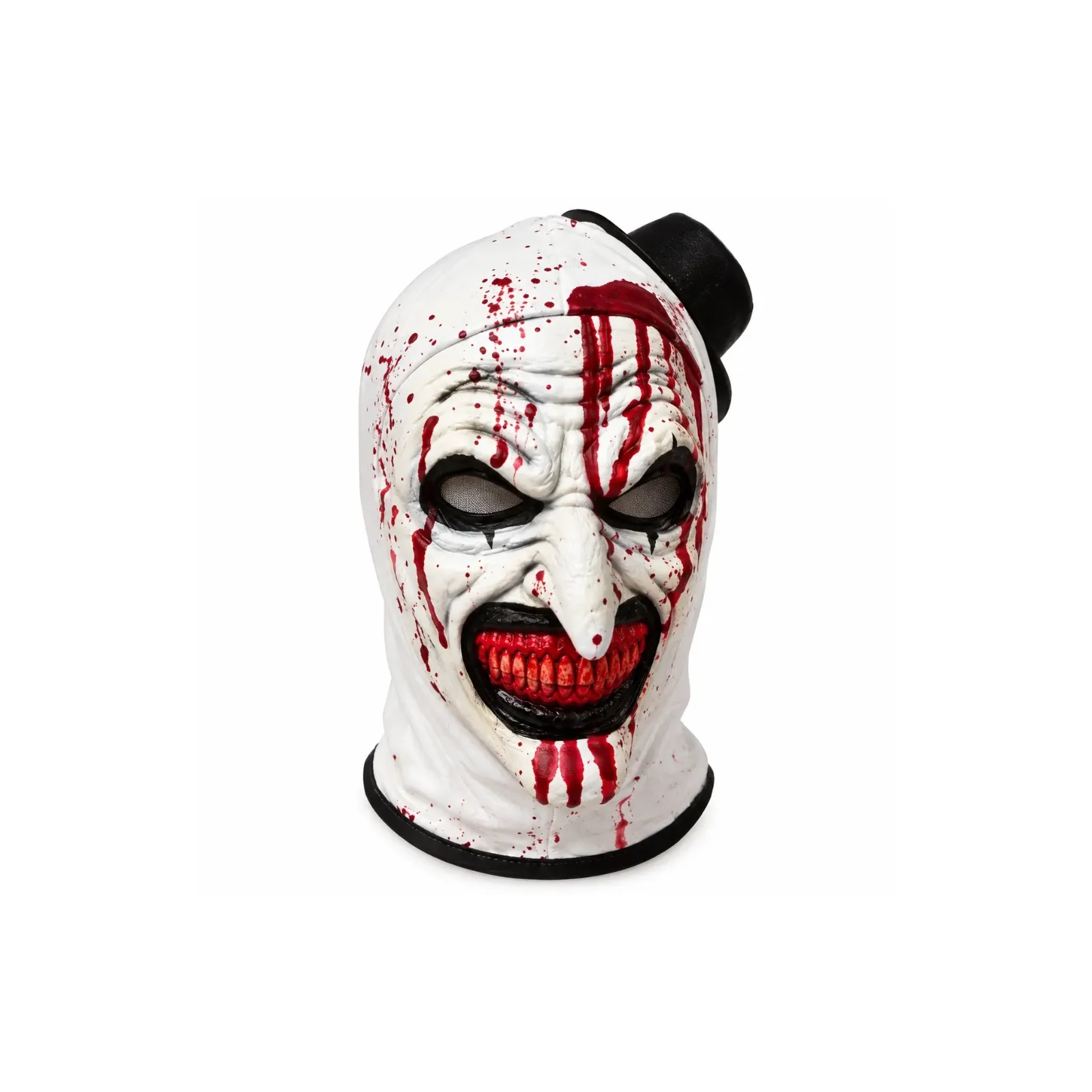 Masque de Clown Effrayant en Latex Résistant avec Capuche – Blanc à Effet Sanglant, Halloween 21x18cm
