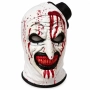 Masque de Clown Effrayant en Latex Résistant avec Capuche – Blanc à Effet Sanglant, Halloween 21x18cm