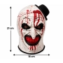 Masque de Clown Effrayant en Latex Résistant avec Capuche – Blanc à Effet Sanglant, Halloween 21x18cm