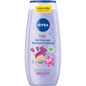 NIVEA KIDS 3-en-1 Gel Douche, Shampooing & Après-Shampooing, Soin et Nettoyage 250ml