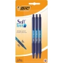 BIC Soft feel Retractable Ballpoint Pens Medium Point (1.0 mm) - Blue, Blister of 3