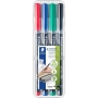 STAEDTLER Set 4 marqueurs permanents fins Lumocolor – 0,6 mm – Rot, Blau, Grün, Schwarz