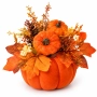 Fall floral arrangement with mini orange Halloween pumpkins