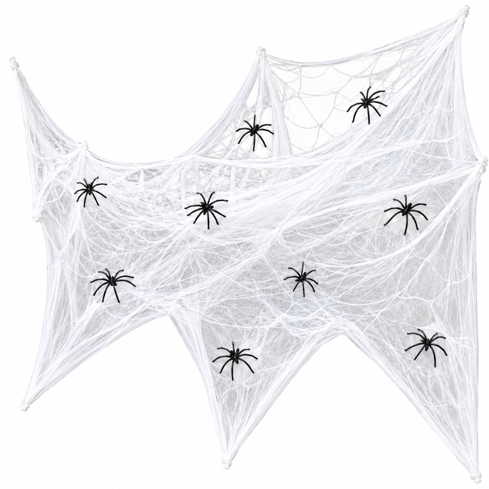 Decorações de Halloween com teias de aranha com 10 aranhas falsas de 15 m de comprimento