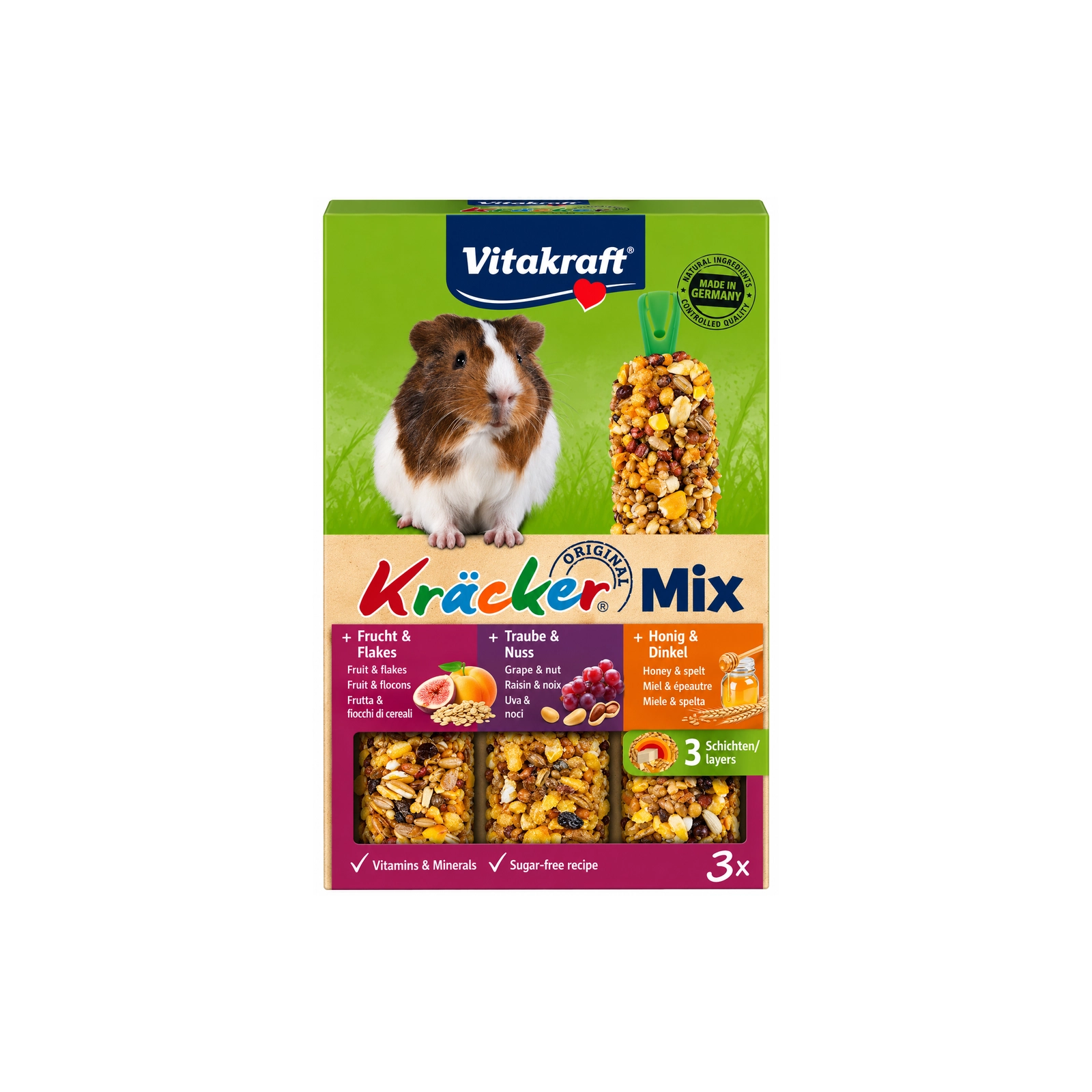 Vitakraft - Guloseimas de Mel, Nozes e Frutas para Cobaia 168g