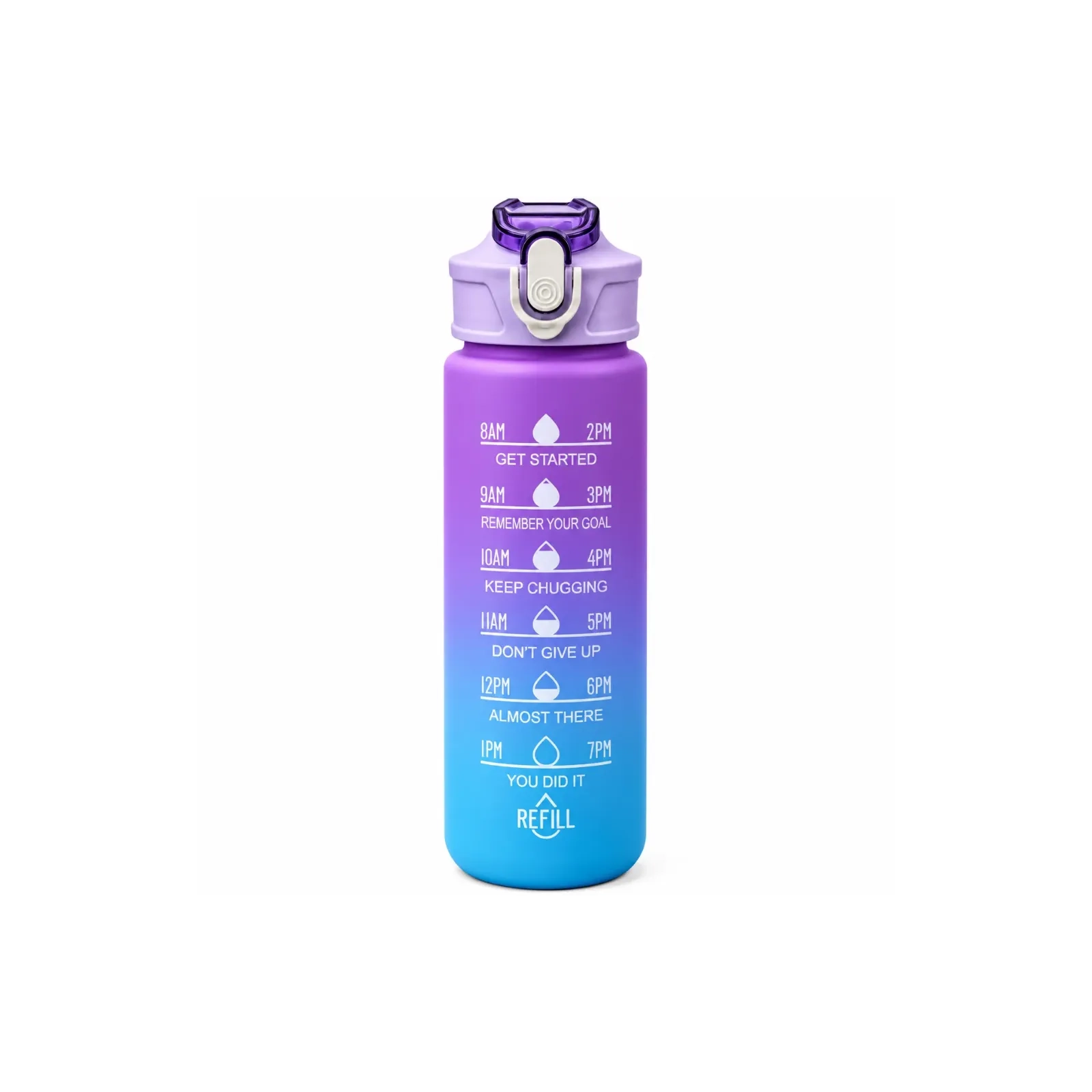 Gradient sports bottle with straw and time markers 750ml