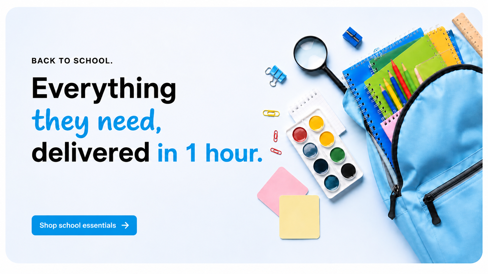 Back to school: everything they need delivered in 1 hour